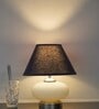Maloto Frosted White Glass And Chrome Finish Metal Table Lamp With Black Cotton Shade