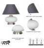 Maloto Frosted White Glass And Chrome Finish Metal Table Lamp With Black Cotton Shade