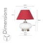 Maloto Frosted White Glass And Chrome Finish Metal Table Lamp With Maroon Cotton Shade