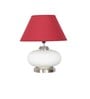 Maloto Frosted White Glass And Chrome Finish Metal Table Lamp With Maroon Cotton Shade