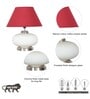 Maloto Frosted White Glass And Chrome Finish Metal Table Lamp With Maroon Cotton Shade