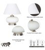Maloto Frosted White Glass And Chrome Finish Metal Table Lamp With White Cotton Shade