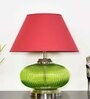 Wave Maroon Cotton Shade Night Lamp With Metal & Glass Base