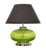 Dark Black Cotton Shade Night Lamp With Metal & Glass Base