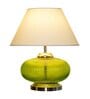 Rimini White Cotton Shade Night Lamp With Metal & Glass Base