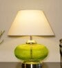 Rimini White Cotton Shade Night Lamp With Metal & Glass Base