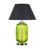 Contemporary Black Cotton Shade Night Lamp With Metal & Glass Base