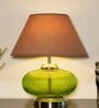 Ryan Beige Cotton Shade Night Lamp With Metal & Glass Base