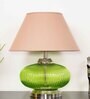 Ryan Beige Cotton Shade Night Lamp With Metal & Glass Base