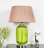 Andre Beige Cotton Shade Night Lamp With Metal & Glass Base