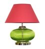 Wave Maroon Cotton Shade Night Lamp With Metal & Glass Base
