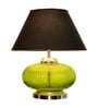 Dark Black Cotton Shade Night Lamp With Metal & Glass Base