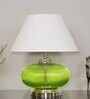 Rimini White Cotton Shade Night Lamp With Metal & Glass Base