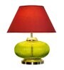 Wave Maroon Cotton Shade Night Lamp With Metal & Glass Base
