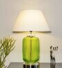 Charlotte White Cotton Shade Night Lamp With Metal & Glass Base