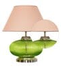 Ryan Beige Cotton Shade Night Lamp With Metal & Glass Base