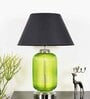 Contemporary Black Cotton Shade Night Lamp With Metal & Glass Base