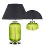 Contemporary Black Cotton Shade Night Lamp With Metal & Glass Base