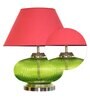 Wave Maroon Cotton Shade Night Lamp With Metal & Glass Base