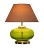Ryan Beige Cotton Shade Night Lamp With Metal & Glass Base