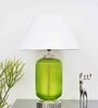 Charlotte White Cotton Shade Night Lamp With Metal & Glass Base