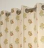 Malta Green & Yellow & Red Cotton 230 GSM  Floral 7 Feet Room Darkening Eyelet Door Curtains (2 Pc)
