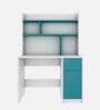 Malta Hutch Desk in Frosty White And Ocean Green Finish