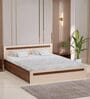 Maltein King Size Bed In Brown Maple & Beige Finish With Storage Box