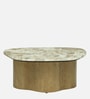 Manastir Coffee Table Set In Natural Finish With Panther Marble Top (Set of 3 )