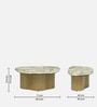 Manastir Coffee Table Set In Natural Finish With Panther Marble Top (Set of 3 )