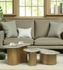 Manastir Coffee Table Set In Natural Finish With Panther Marble Top (Set of 3 )