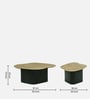 Manastir Metal Coffee Table Set In Black Finish With Travertine Marble Top (Set of 3 )