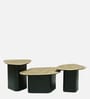 Manastir Metal Coffee Table Set In Black Finish With Travertine Marble Top (Set of 3 )