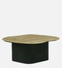 Manastir Metal Coffee Table Set In Black Finish With Travertine Marble Top (Set of 3 )