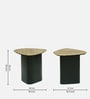 Manastir Metal Coffee Table Set In Black Finish With Travertine Marble Top (Set of 3 )