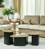 Manastir Metal Coffee Table Set In Black Finish With Travertine Marble Top (Set of 3 )