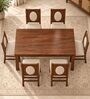 Mandala 6 Seater Dining Set In Provincial Teak Finish With Beige Colour Chair Mandala 6 Seater Dining Set In Provincial Teak Finish With Beige Colour Chair