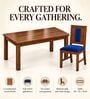 Mandala 6 Seater Dining Set In Provincial Teak Finish With Navy Blue Colour Chair Mandala 6 Seater Dining Set In Provincial Teak Finish With Navy Blue Colour Chair