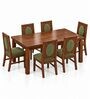 Mandala 6 Seater Dining Set In Provincial Teak Finish With Olive Green Colour Chair Mandala 6 Seater Dining Set In Provincial Teak Finish With Olive Green Colour Chair