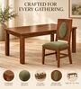 Mandala 6 Seater Dining Set In Provincial Teak Finish With Olive Green Colour Chair Mandala 6 Seater Dining Set In Provincial Teak Finish With Olive Green Colour Chair