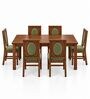 Mandala 6 Seater Dining Set In Provincial Teak Finish With Olive Green Colour Chair Mandala 6 Seater Dining Set In Provincial Teak Finish With Olive Green Colour Chair