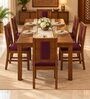Mandala 6 Seater Dining Set In Provincial Teak Finish With Plum Colour Chair Mandala 6 Seater Dining Set In Provincial Teak Finish With Plum Colour Chair