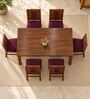Mandala 6 Seater Dining Set In Provincial Teak Finish With Plum Colour Chair Mandala 6 Seater Dining Set In Provincial Teak Finish With Plum Colour Chair