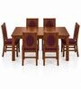 Mandala 6 Seater Dining Set In Provincial Teak Finish With Plum Colour Chair Mandala 6 Seater Dining Set In Provincial Teak Finish With Plum Colour Chair