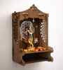 Brown Mangal Om Printed Wooden Pooja Stand
