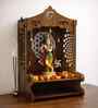 Brown Mangal Om Printed Wooden Pooja Stand