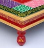 Square Mango Wood And MDF Hand Painted Pooja Chowkie