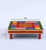 Square Mango Wood And MDF Hand Painted Pooja Chowkie
