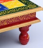 Square Mango Wood And MDF Hand Painted Pooja Chowkie