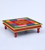 Square Mango Wood And MDF Hand Painted Pooja Chowkie